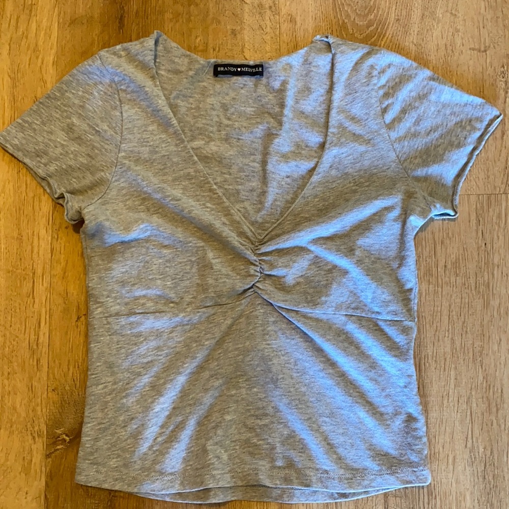 Brandy Melville Grey V-neck top